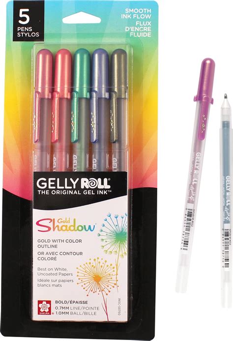 Sakura 58760 5-Piece Gelly Roll Gold Shadow Pen Set, Assorted Color ...