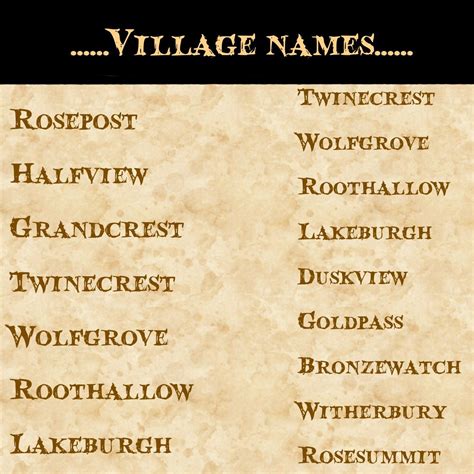 Aesthetic Names For Villages