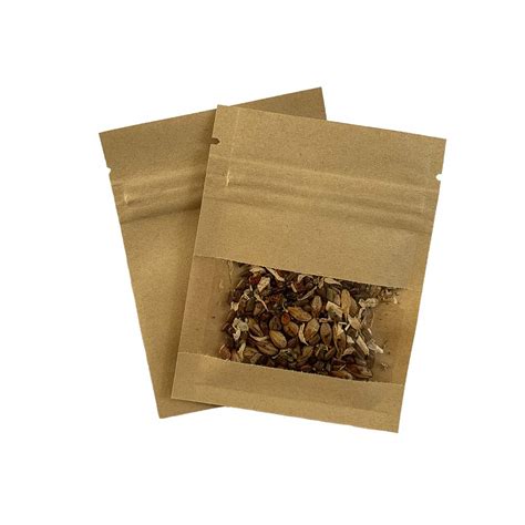 Buy 50PCS Kraft Paper Pouch Bags with Clear Window,Flat Small Samples ...