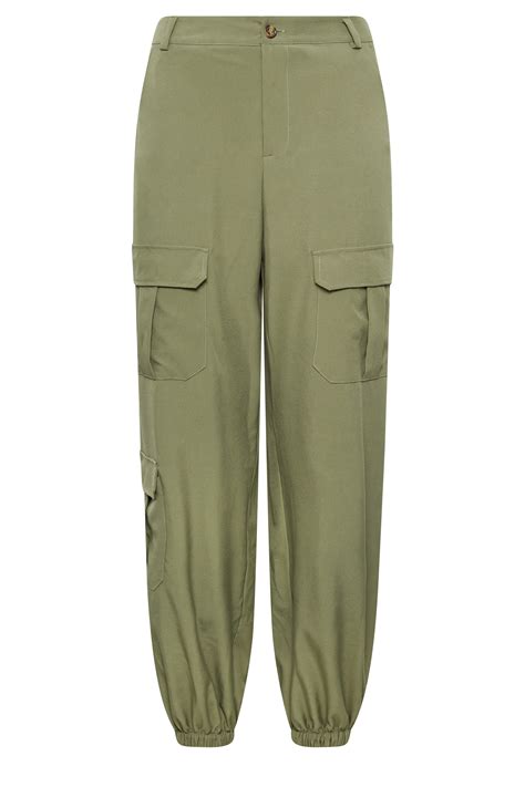 LTS Tall Women's Khaki Green Cuffed Cargo Trousers | Long Tall Sally