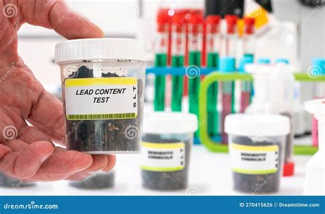 Lead. Lead Content in Soil Sample in Plastic Container Stock Photo ...