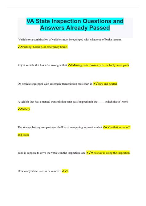 Virginia State Inspection Bundled Exams Questions and Answers (2024/ ...