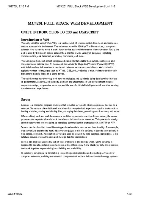 FULL Stack WEB Development - MC4201 FULL STACK WEB DEVELOPMENT UNIT I ...