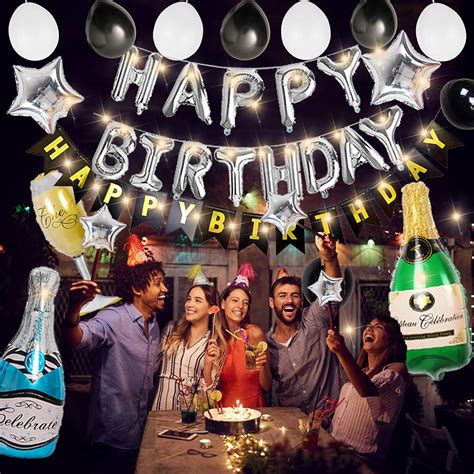 Buy Birthday Party Decoration For Adult Happy Birthday Banner Black and ...