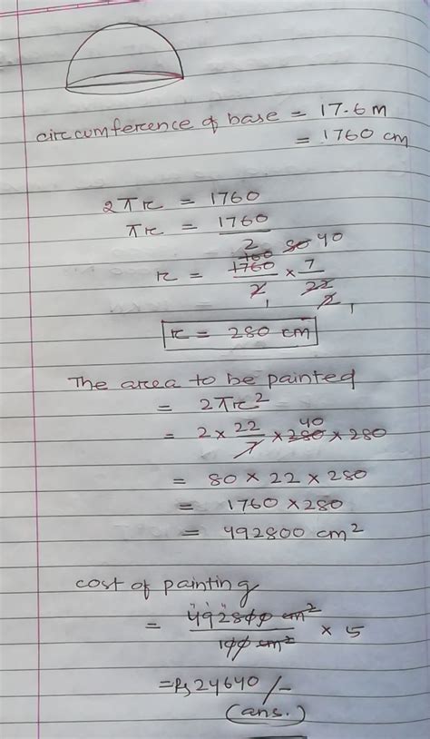 a hemispherical dome of a building needs to be painted if the ...