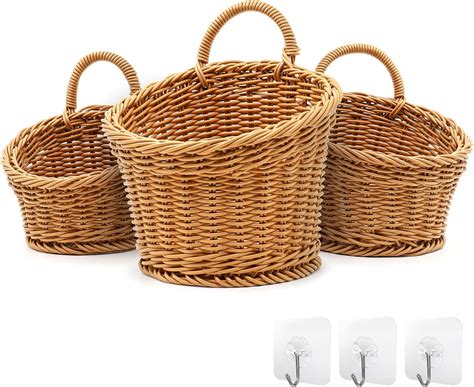 Amazon.com - Acelist 3 Pack Woven Storage Basket, Boho Wall Hanging ...