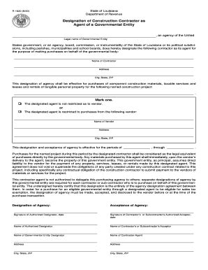 Fillable Online rev state la Designation of Construction Contractor as ...