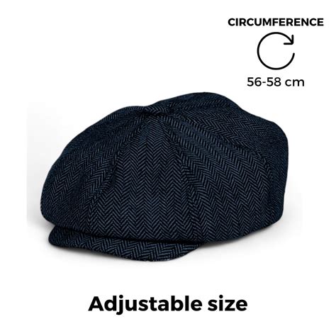 Chokore Herringbone Vintage Baker Boy Cap (Navy Blue)