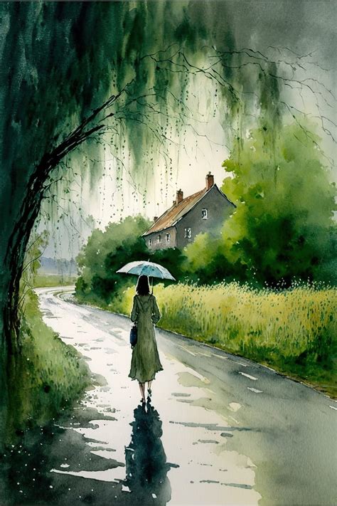 Rainy Days Watercolor Painting