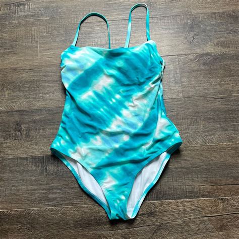 Kona Sol Blue Tie-Dye Swim Suit One Piece ((size Larg… - Gem