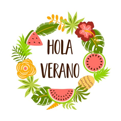 Hola verano text in Spanish means Hello Summer. Cute summer banner ...