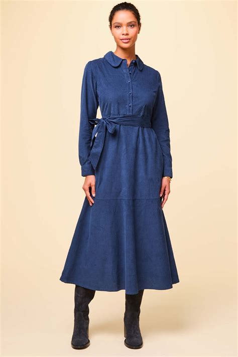 Aspiga Ladies Sustainable Marissa Cotton Corduroy Dress Navy Blue ...