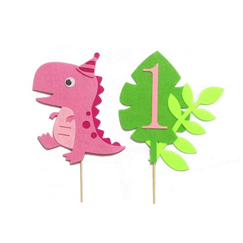 Buy Pink Dinosaur 1st Birthday Cake Topper T Rex Trex Cake Topper ...
