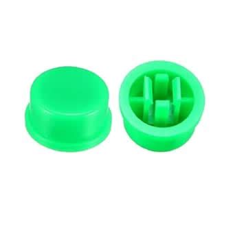 Europaa 12x12x7.3 mm Round Cap for Square Tactile Switch -Green (25Pcs ...