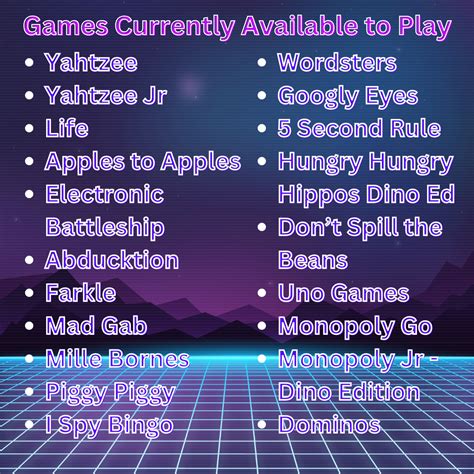 Games Currently Available to Play – Hoesch Memorial Public Library