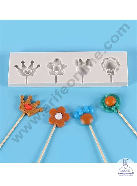 CAKE DECOR™ Silicon 4 Cavity Crown Flower Hat Shape Silicone Fondant M ...