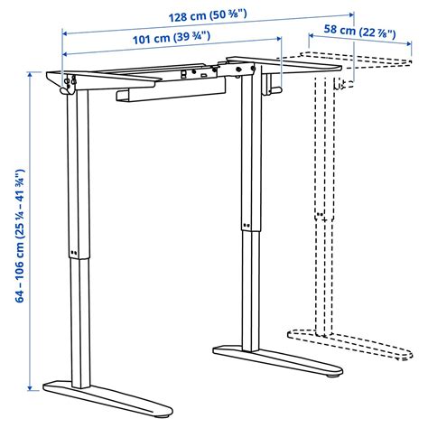 RELATERA underframe sit/stand f table top, white, 90/117 cm (353/8/461 ...