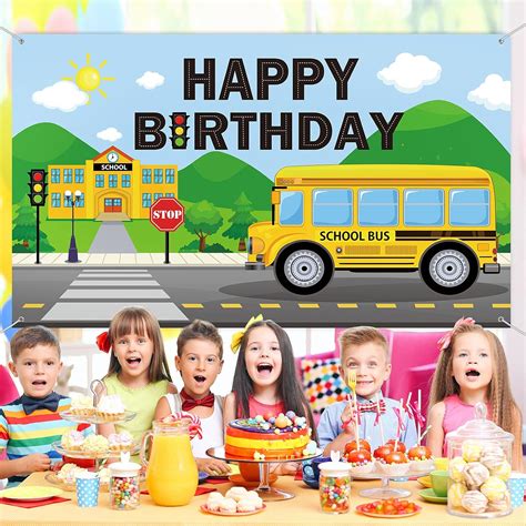 Irenare Yellow School Bus Birthday Party Decoration Backdrop India | Ubuy