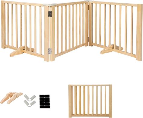 Buy YOCAN Freestanding Wooden Dog Gates -Foldable Pet Gate Indoor Dog ...