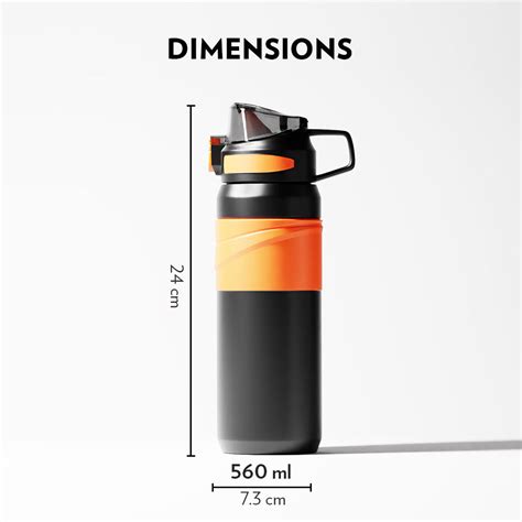 Borosil Adventure Bottle, Black 560 ml