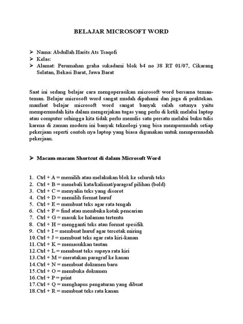 Image result for Contoh Format Tutorial Word