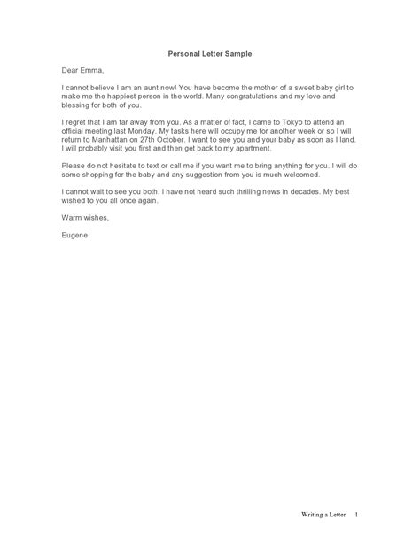 Image result for Personal Letter Example