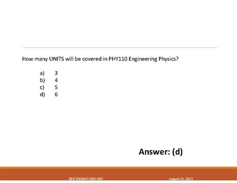 UNIT-1 PHY - Best lecture - How many UNITS will be covered in PHY110 ...