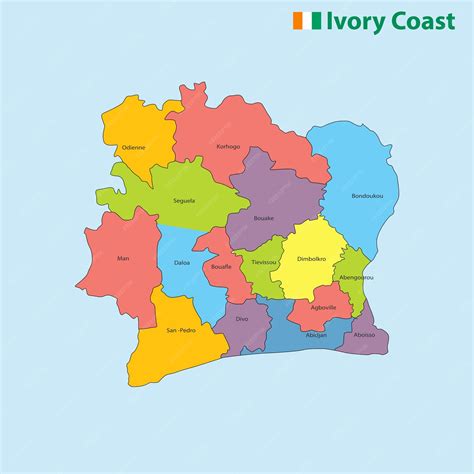 Premium Vector | Ivory coast map. ivory coast 3d vector map. map of ...