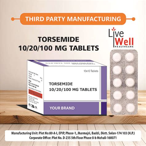 Torsemide 100mg Tablets IP Live Well Healthcare