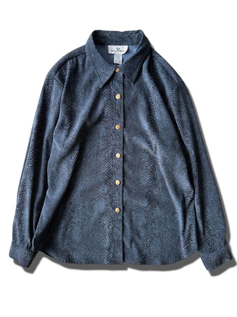 【ERIN LONDON】 Python print faux suede shirt / Blue | ELCASION/ELCA