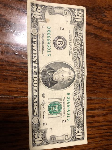 1993 (B) $20 Twenty Dollar Bill Federal Reserve Note New York Vintage ...