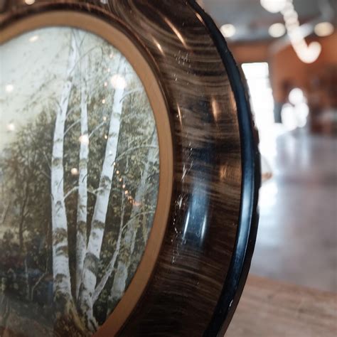 Antique Bubble Glass Frame With Picture Depicting Hunter, Hunting Dog ...