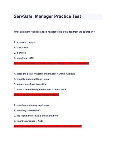 ServSafe: Manager Practice Test 2023 ( A+ GRADED 100% VERIFIED ...