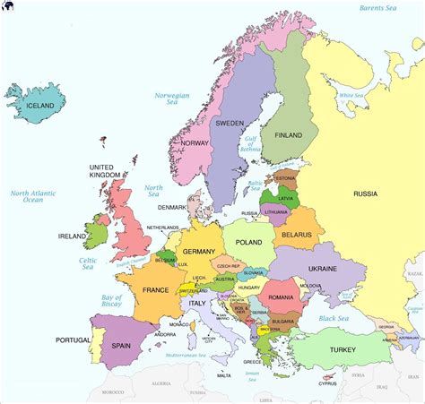 Labeled Map of Europe 的图像结果