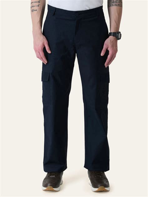 Navy Blue Solid Cargo Pants – P E R C H