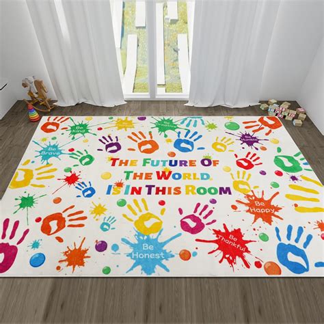 Amazon.com: LTKOUGFAM Colorful Kids Handprints Area Rug, Non-Slip Play ...