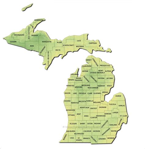 Physical map of Michigan