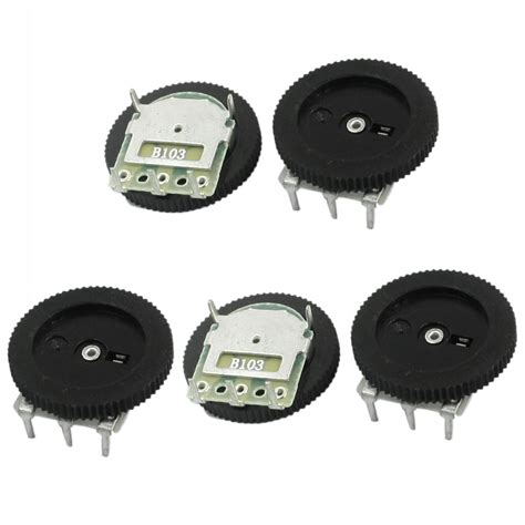 uxcell 5Pcs 16mmx2mm 10K ohm Stereo Volume Control Wheel Potentiometer ...