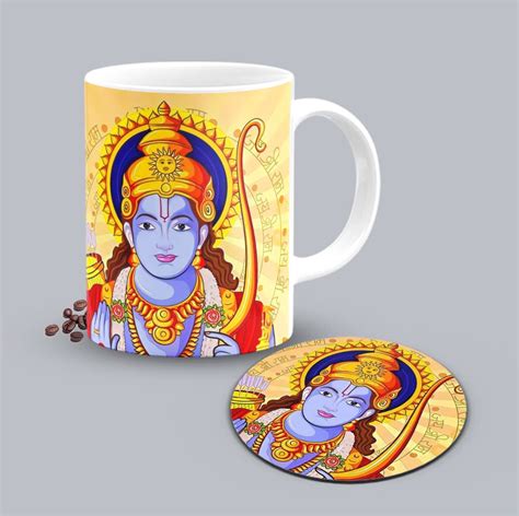 Buy The Desi Monk Raja RAM Printed White Mug with Coaster Combo | Jai ...