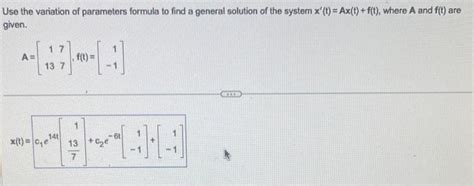 Image result for Variation of Parameters with Matrices Formula