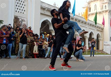 Young Indian People Perform Flash Mob Dance in Public School Built in ...