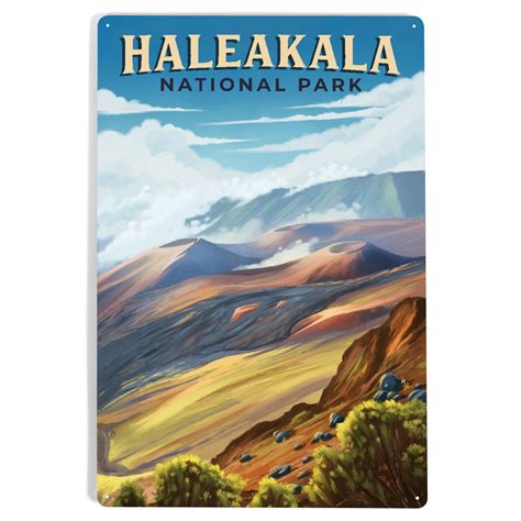 HaleakalÄ National Park, Hawaii, Oil Painting (12x18 Aluminum Art, Indoor Outdoor Metal Sign ...