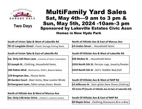 May 4 | Two Days Multifamily Yard Sale..Sat, May 4 and Sun, May 5 until ...