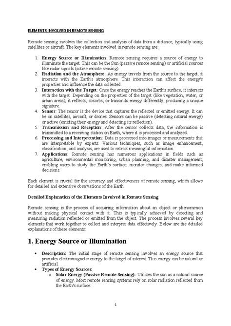 Elements Involved IN Remote Sensing - ELEMENTS INVOLVED IN REMOTE ...