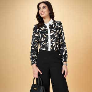 Annabelle by Pantaloons Casual Printed Women Black Top - Buy Annabelle ...
