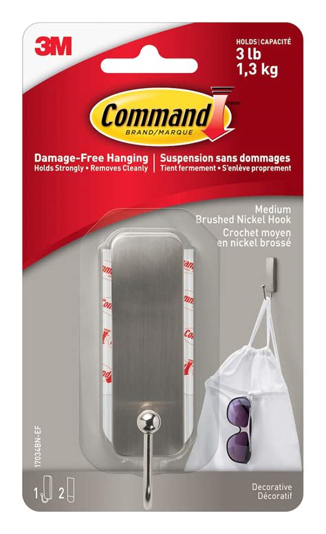 Command™ Medium Decorative Hook, Brushed Nickel | Michaels