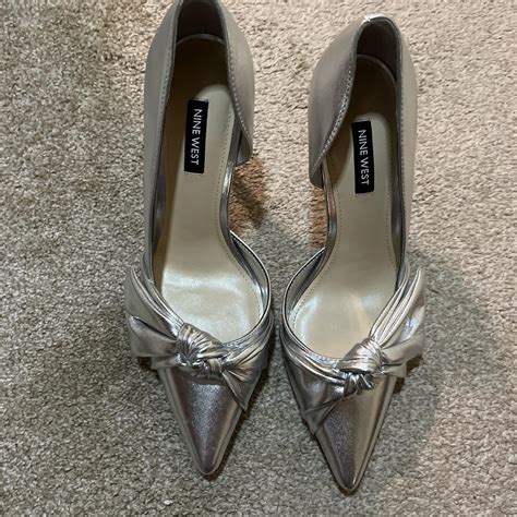 Brand new Nine West silver heels- size 8 - Depop