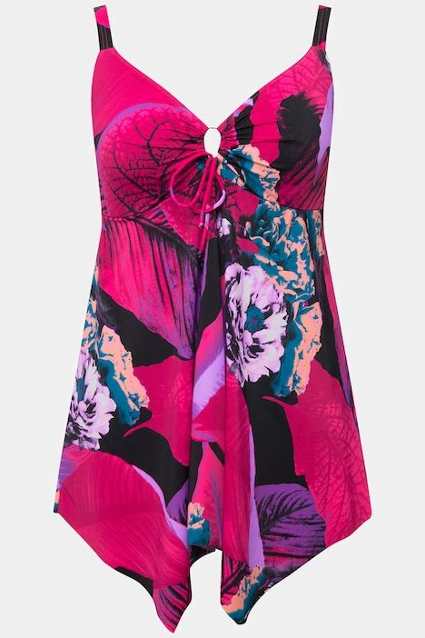 Ulla Popken Damen Badekleid Mit Softcups & Integriertem Badeanzug – Drapierung, Asymmetrischer Saum, OEKO-TEX