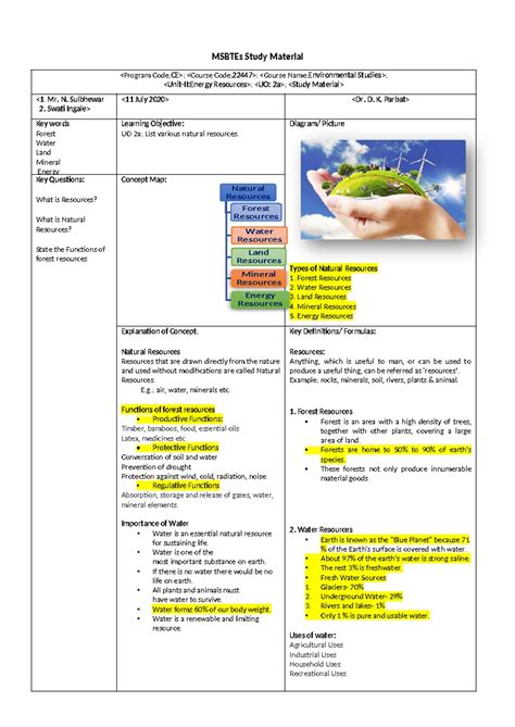 Environmental Studies Study Material - Course Code 22447 - Studocu