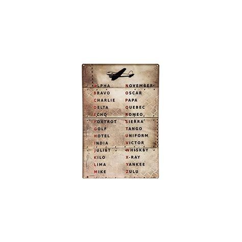 Buy Pilot Code Aviation Metal Sign Phonetic Alphabet Art-Wall Decor ...